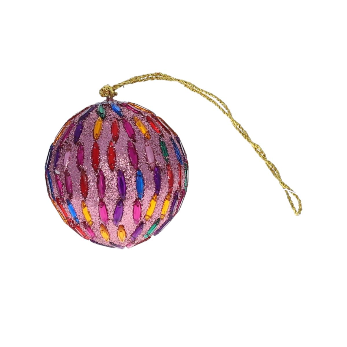 Boule de Noël rose pailleté et sequins Pondie Chérie