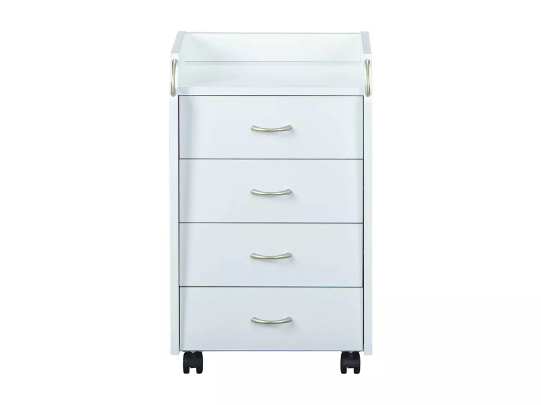 TEO - Caisson 4 Tiroirs sur Roulettes Coloris Blanc
