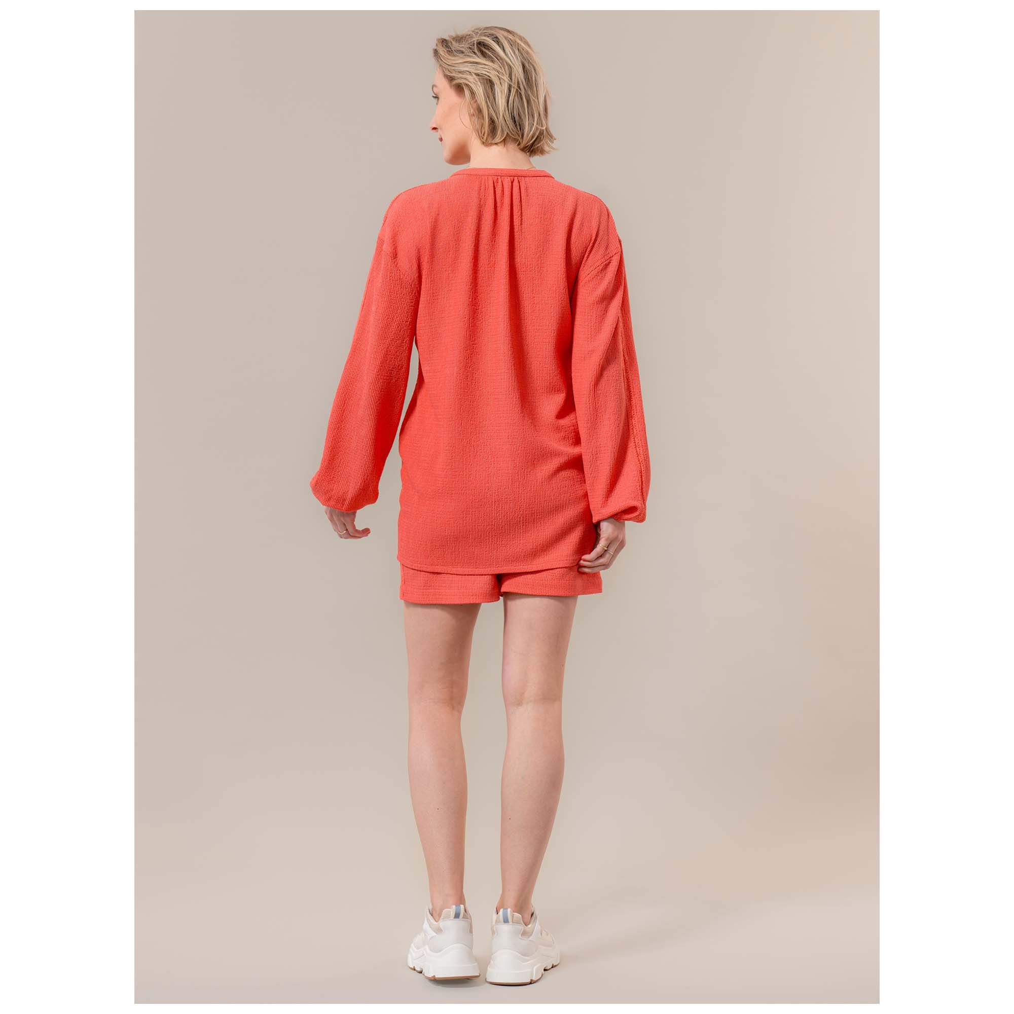 Prénatal zwangerschapsblouse lange mouwen effen oranje