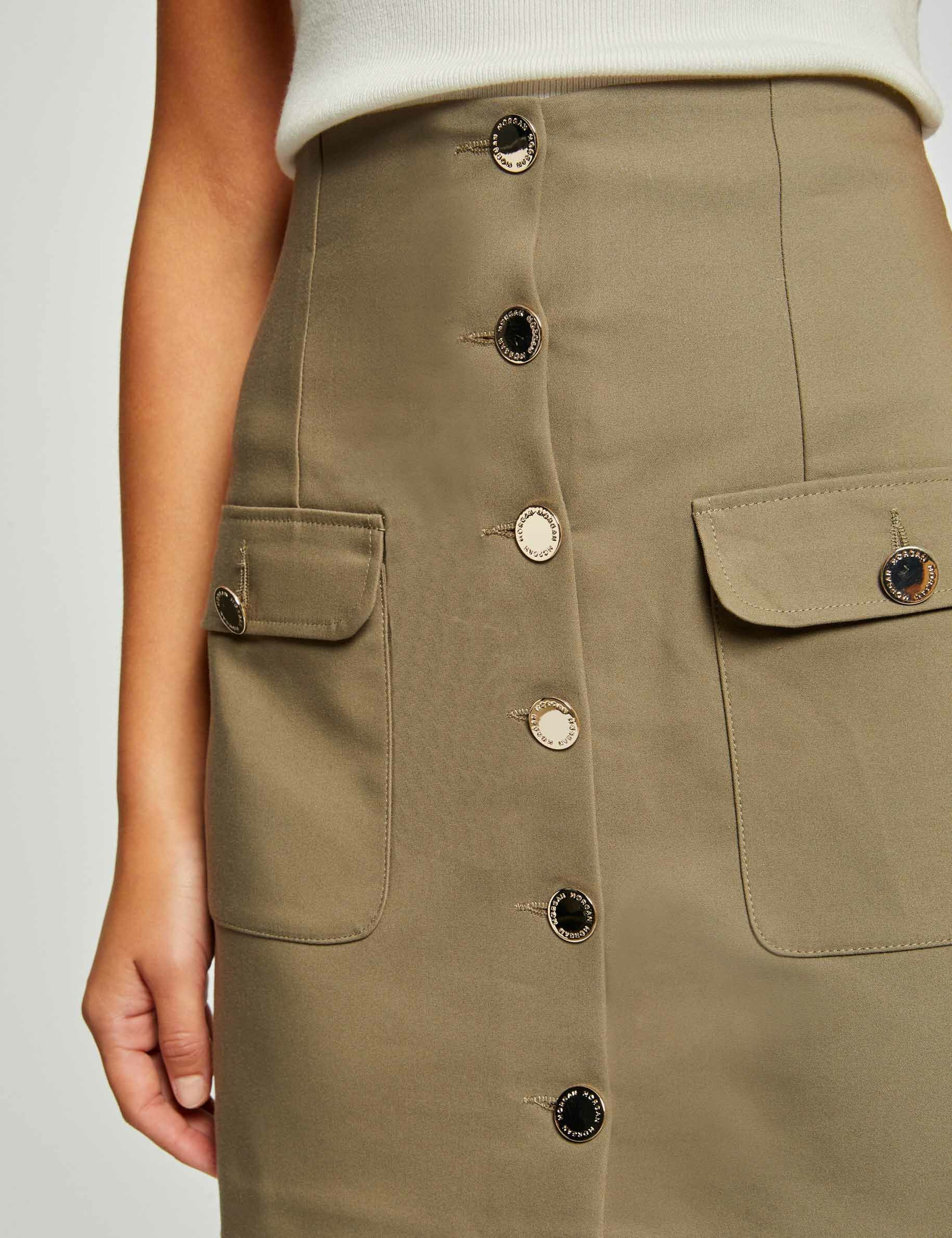 Jupe droite boutonnée avec poches vert moyen femme - vert_moyen