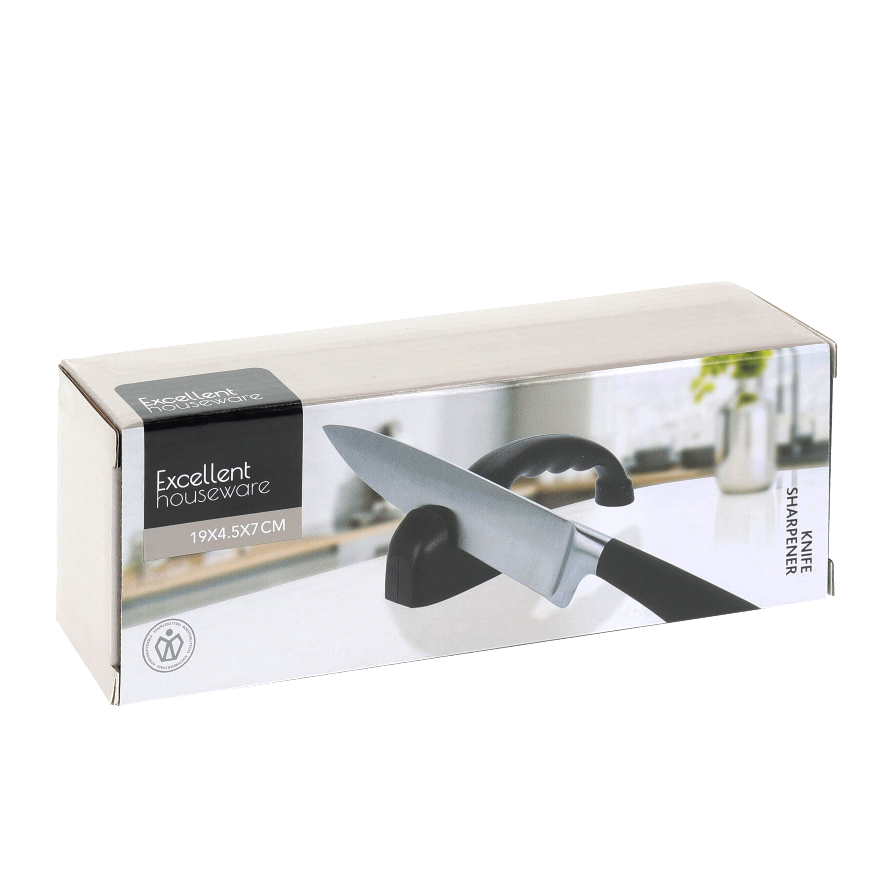 Messerschärfer mit Griff 2-stufig schwarz