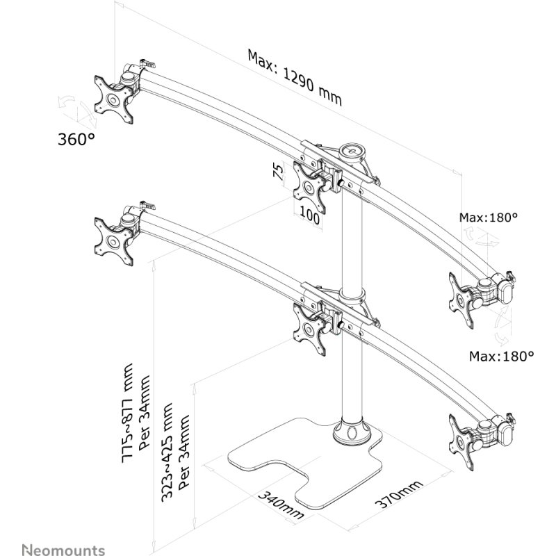 Neomounts FPMA-D700DD6 Support d'écran à poser 10-27