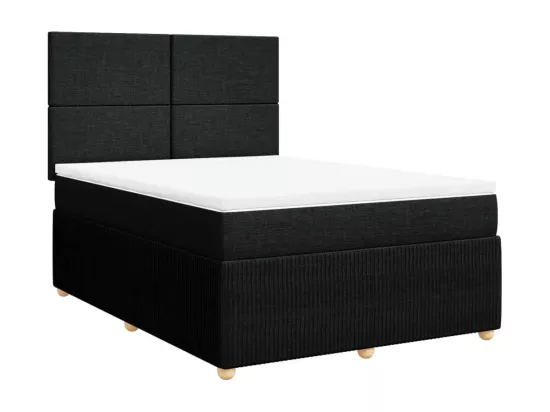Sommier à lattes de lit avec matelas Noir 140x190 cm Tissu