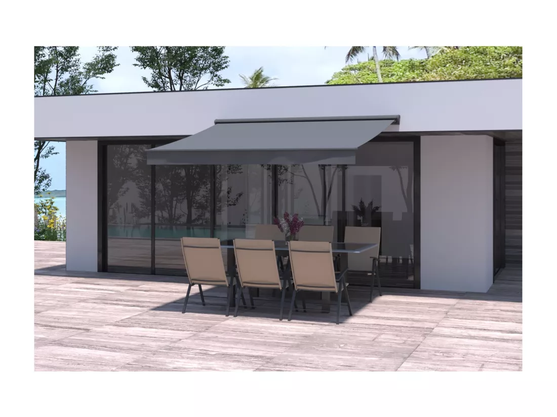Store banne motirisé 3 x 2,5 m gris polyester LOZIO