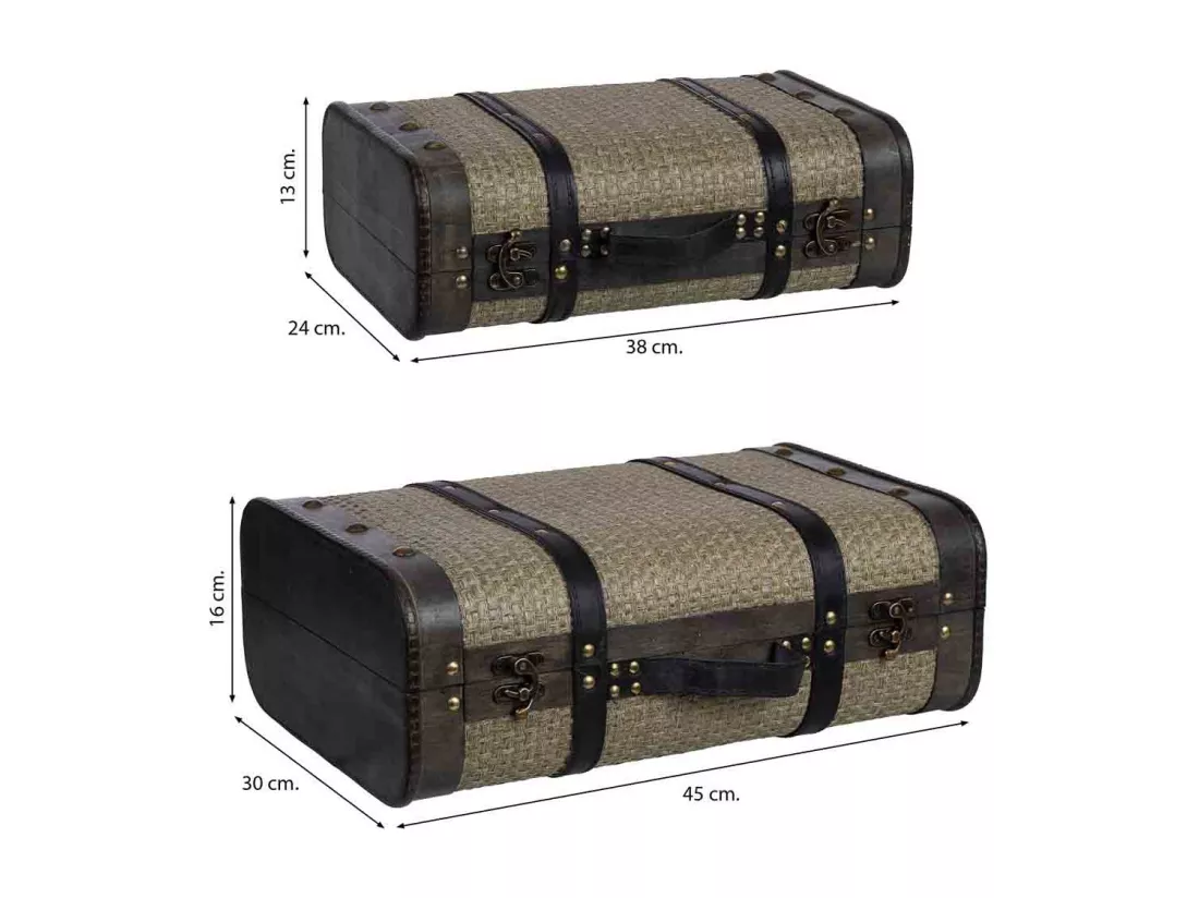 Valise en bois argenté 45x30x16/38