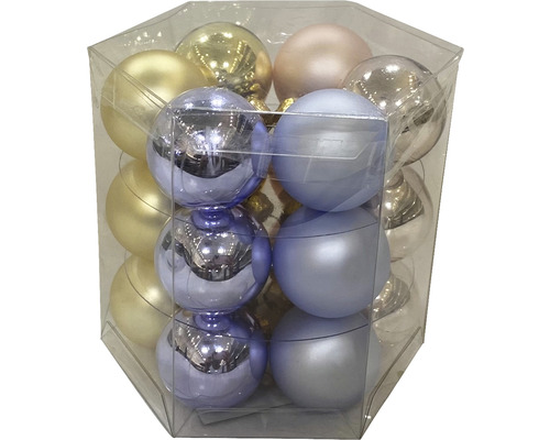 Lafiora glazen kerstballen Ø 3 cm goud roze paars 18 st.