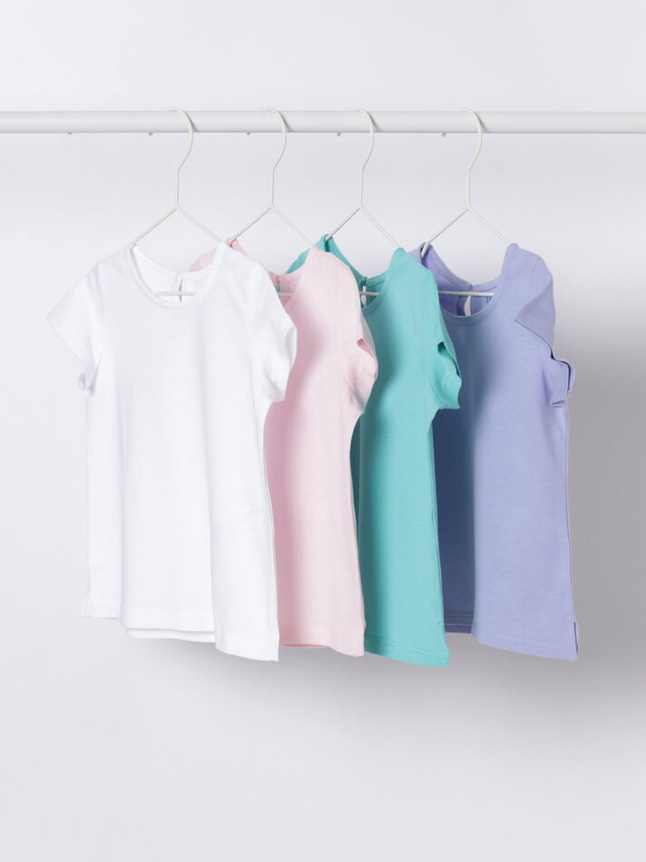 Pacote com 4 camisetas lisas de manga curta - Roxo Claro