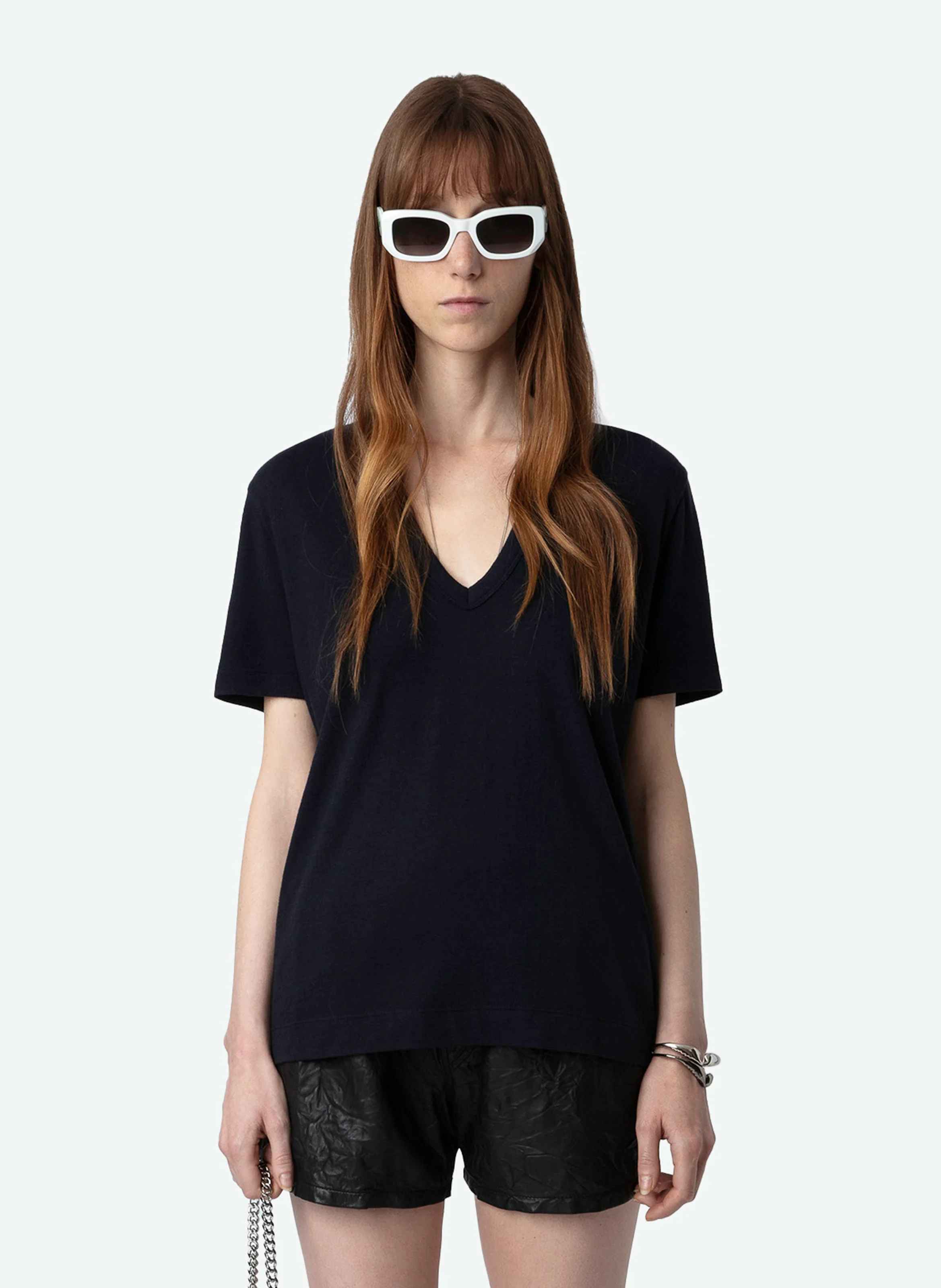 WASSA - Tee-shirt col V| Bleu