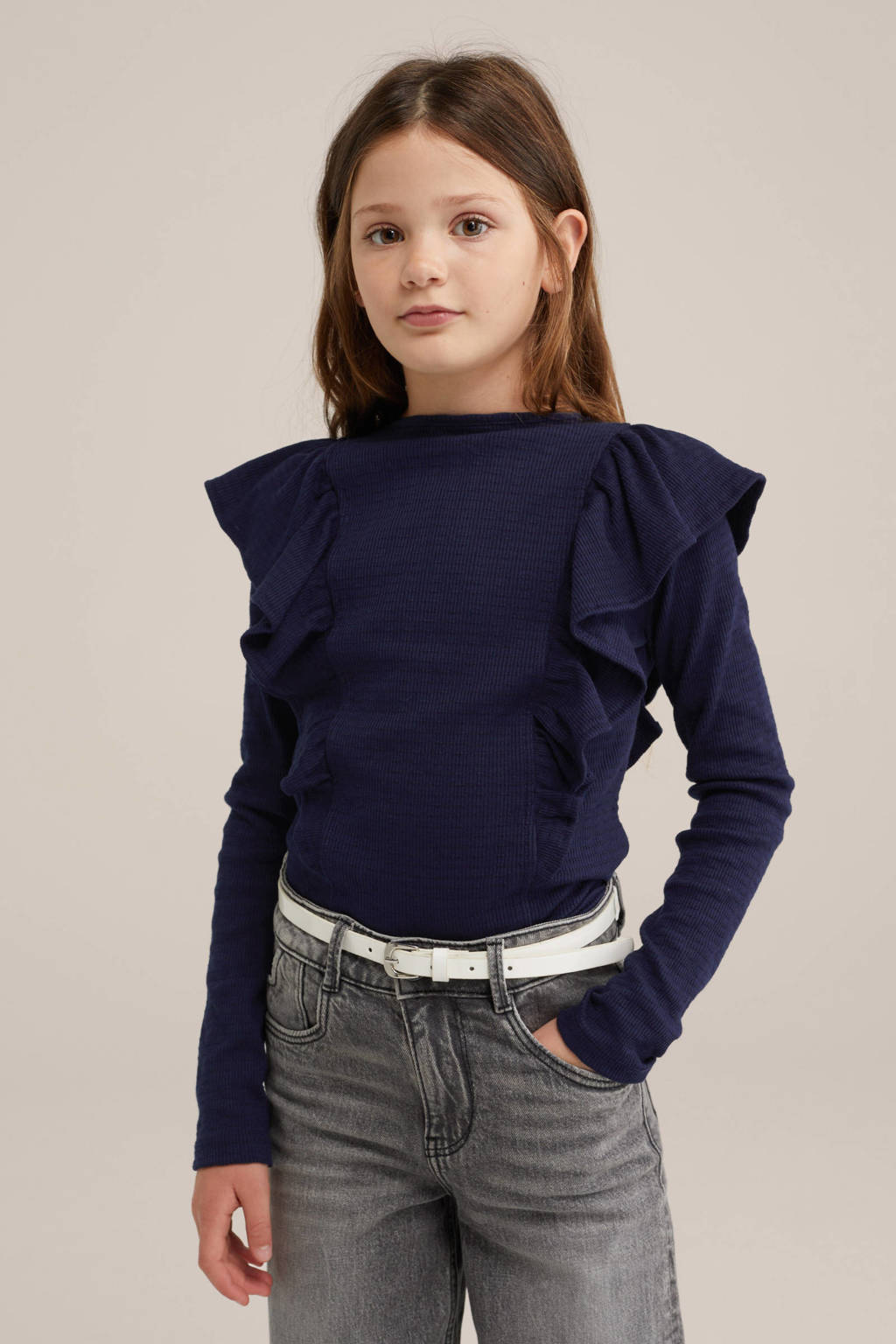WE Fashion longsleeve donkerblauw