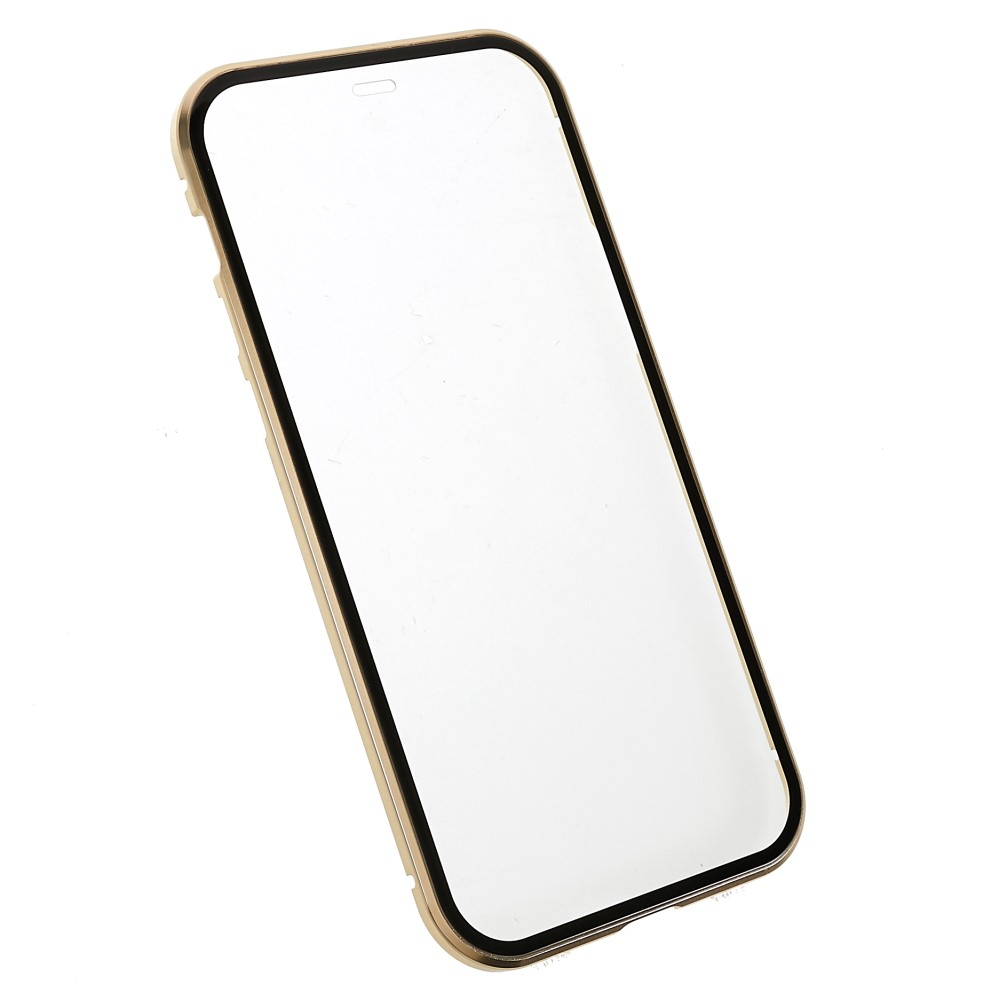 iPhone 12 MagSafe Magnetische Alu Schutzhülle mit Panzer Glas Backcover   Display- / Kameraglasschutz (Magnet-Technologie) - Gold