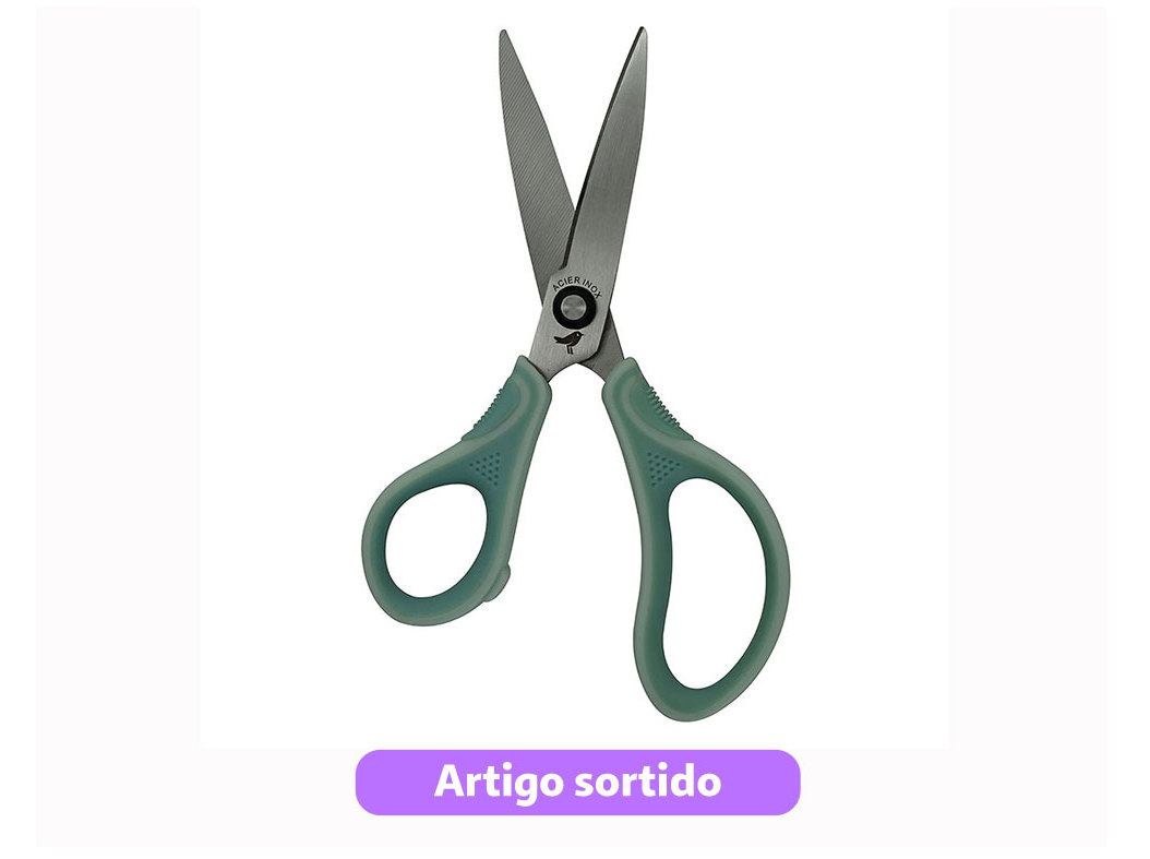 TESOURA PARA ESQUERDINOS AUCHAN 17CM BI-MATERIAL CORES SORTIDAS