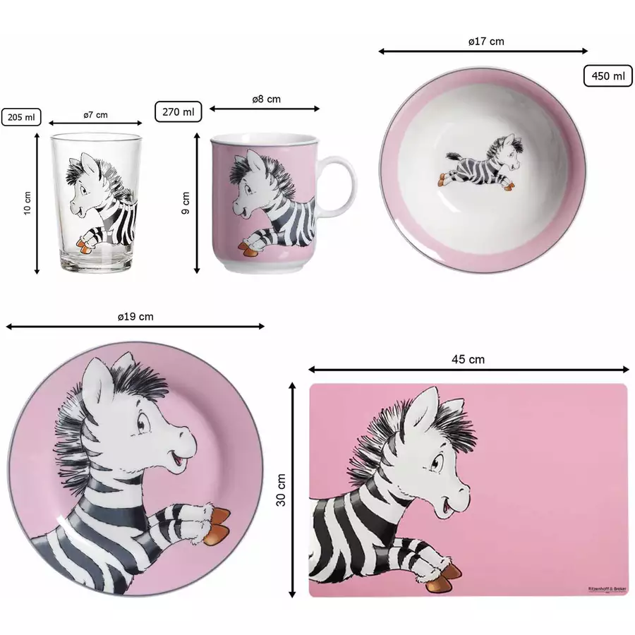 Ritzenhoff & Breker GmbH & Co. KG Geschirr-Set mit Kinderbecher Happy Zoo Zebra 7er Set bunt