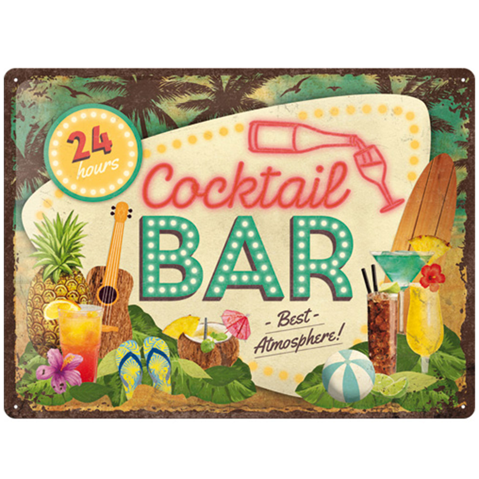 Vintage Blechschild - Cocktail Bar - 30x40 cm