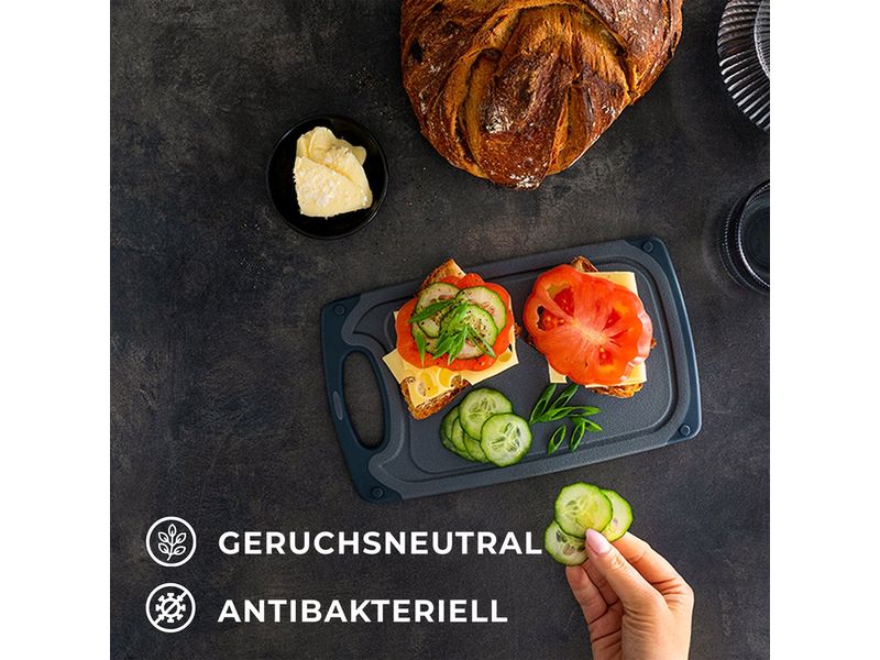 GOURMETmaxx Schneidebrett 24 cm  x 40 cm 3er-Set Schneidebretter mit Saftrille, spülmaschinenfest