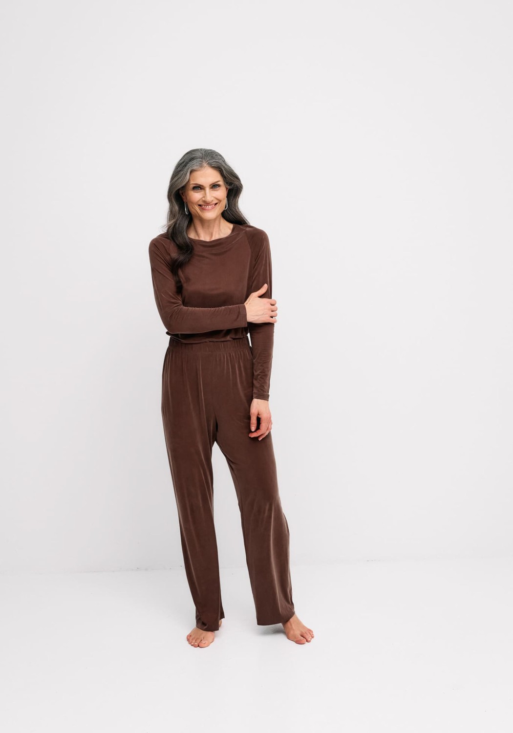 Moya Kala Langarmshirt Cupro Dark Earth