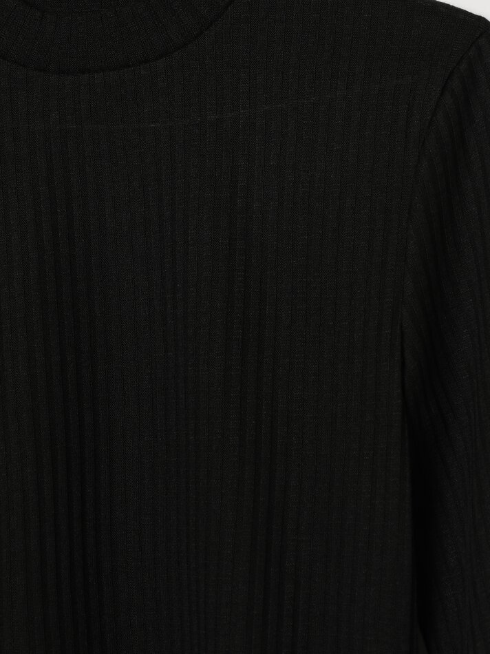 Camiseta de malha canelada - Preta