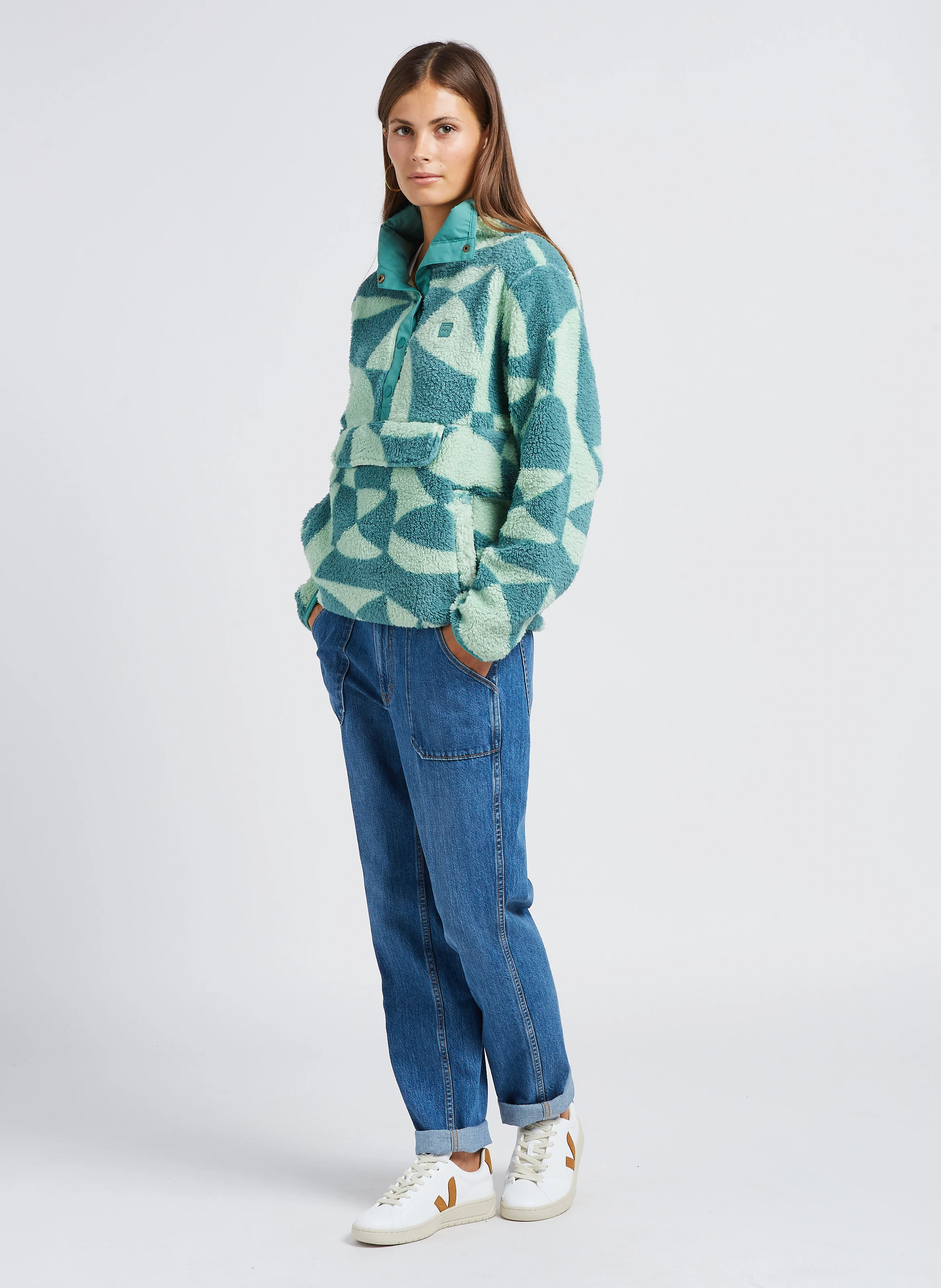 JANE - Jean droit taille haute en coton | Bleu