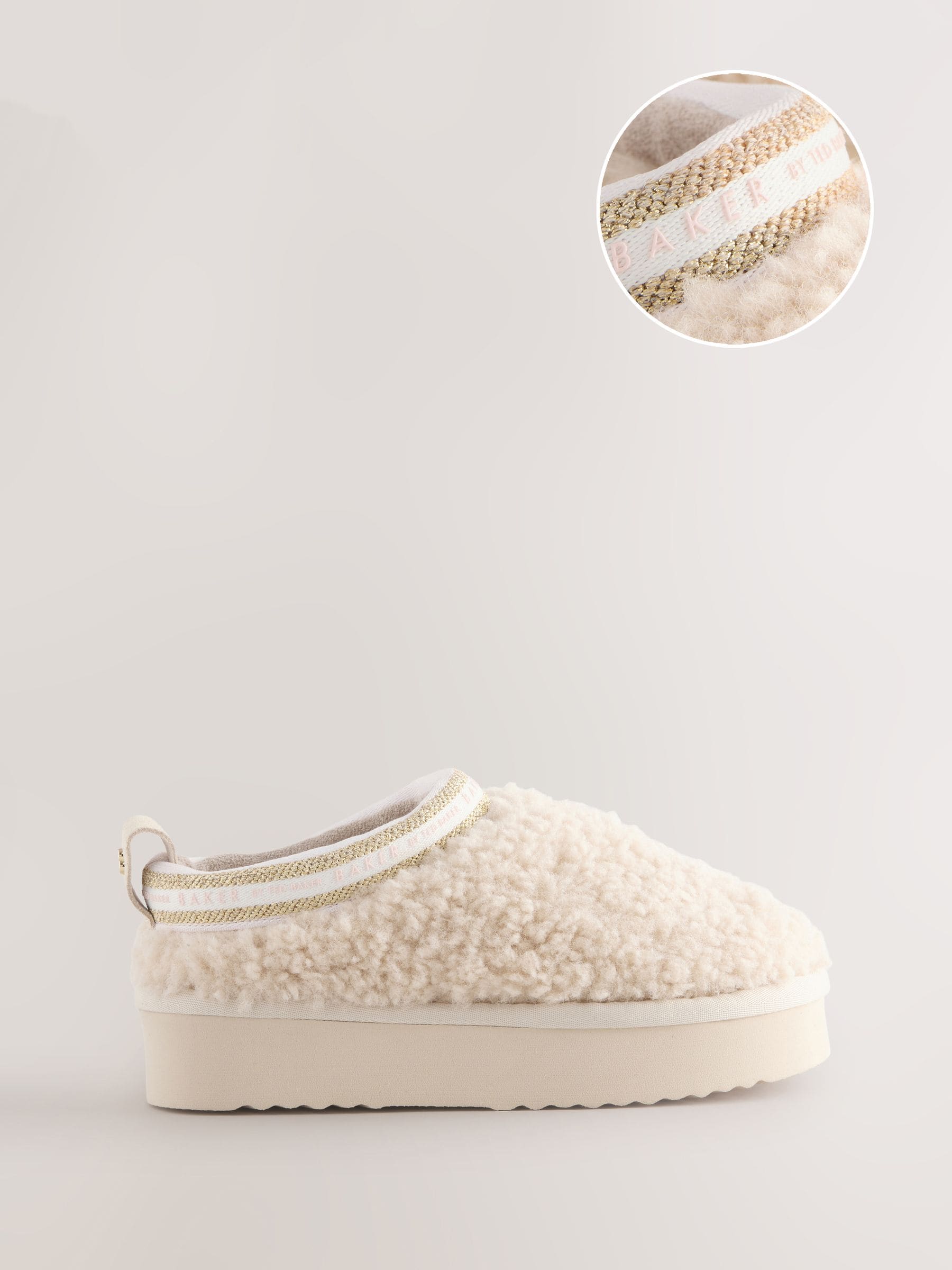 Baker by Ted Baker Cream Borg Cosy Borg Mule Slippers