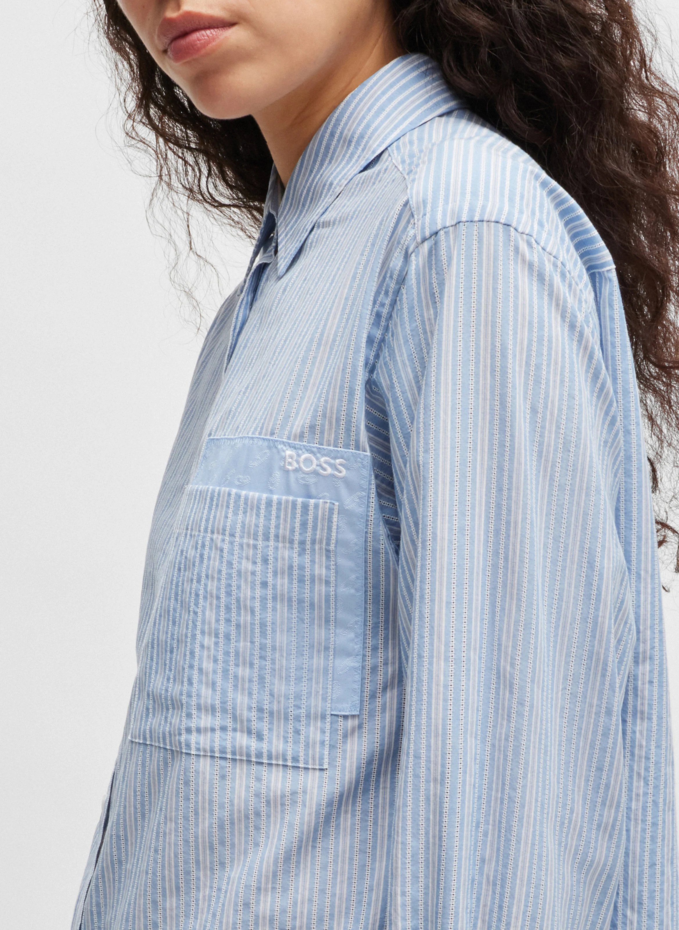 Chemise décontractée rayée en coton | Bleu