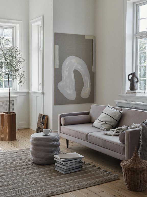 Broste Copenhagen Sigrid kussen 50x50 beige/zwart