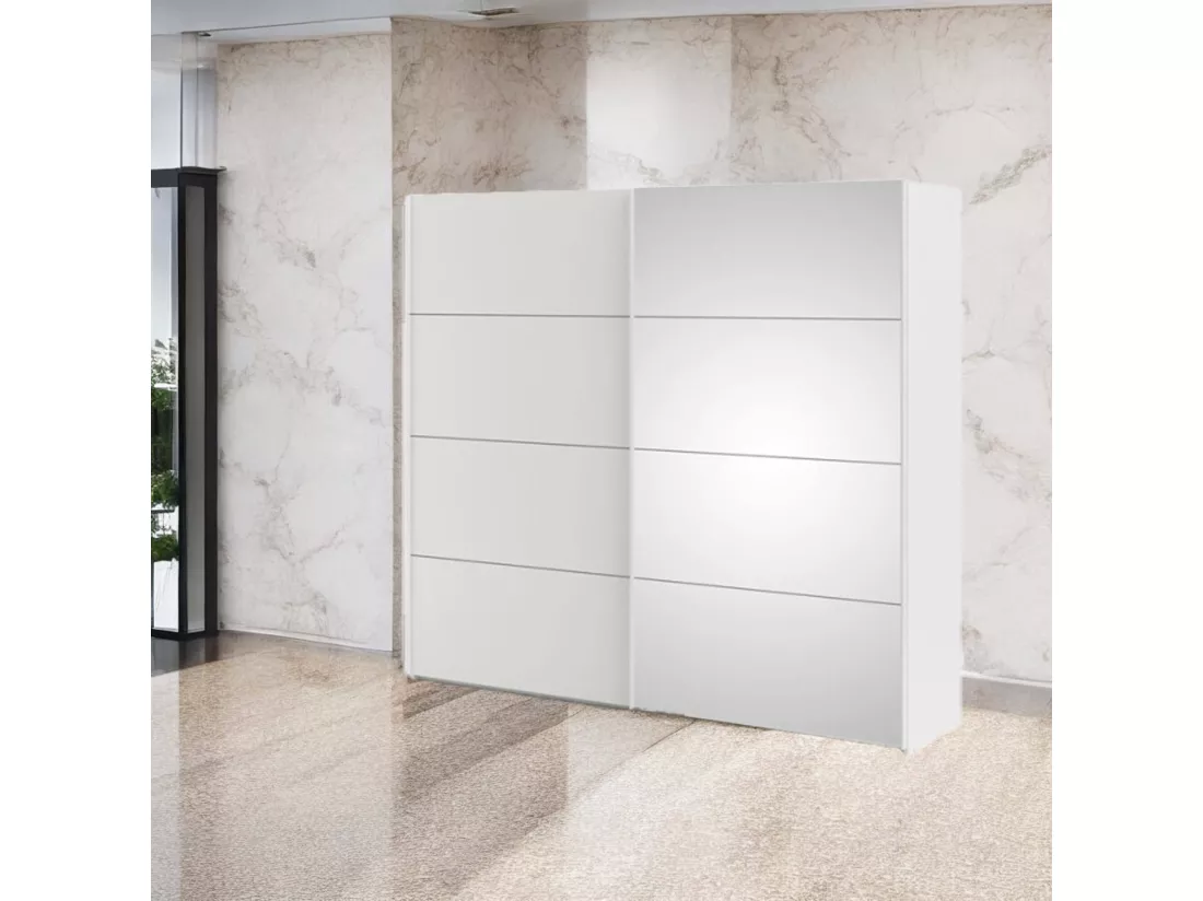 Garde-robe 2 portes Dstefan, Meubles de chambre, Penderie de plain-pied, Placard à vêtements, 243x61 h220 cm, Blanc