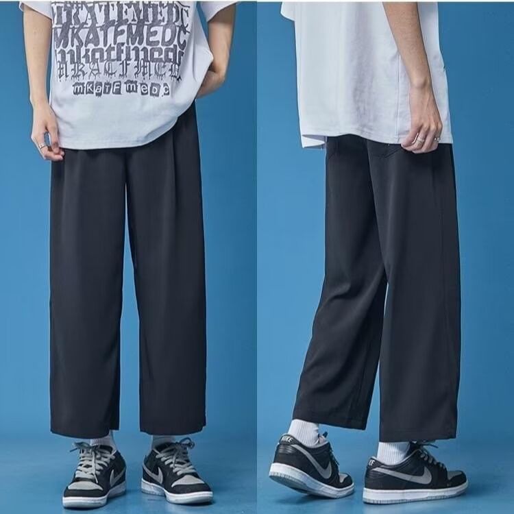 Blueforce - Mid Rise Plain Cropped Wide Leg Broek