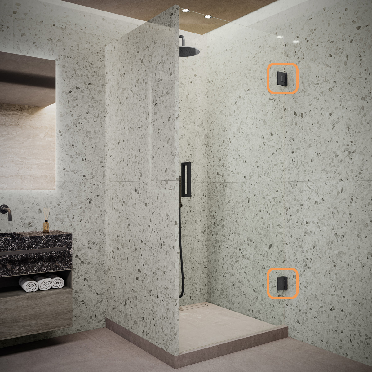 Saniclear Modern Nero scharnieren met pluggen en schroeven zwart mat