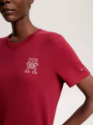 Camiseta moderna com gola redonda e monograma TH