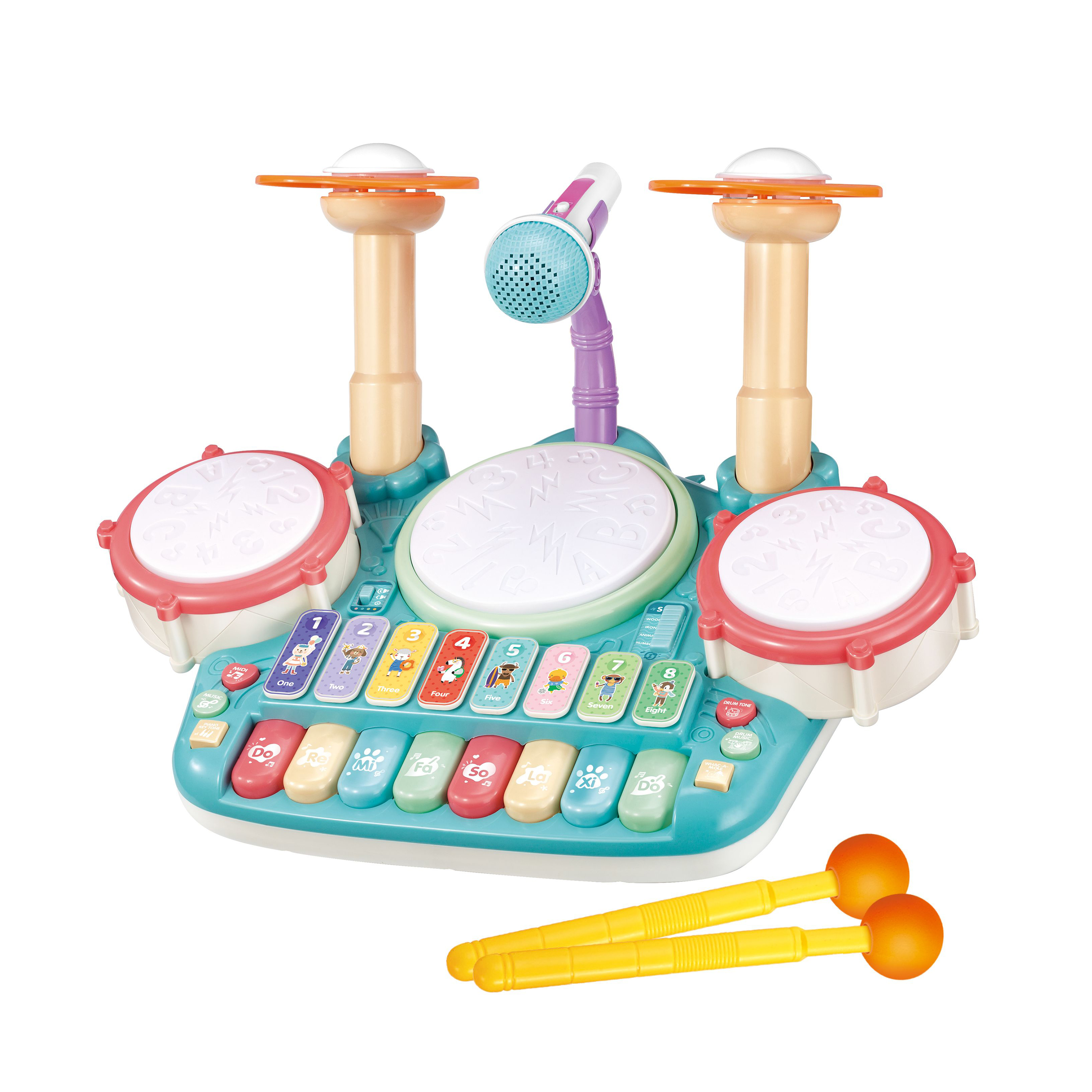 Schlagzeug und Piano Musikspielzeug blau