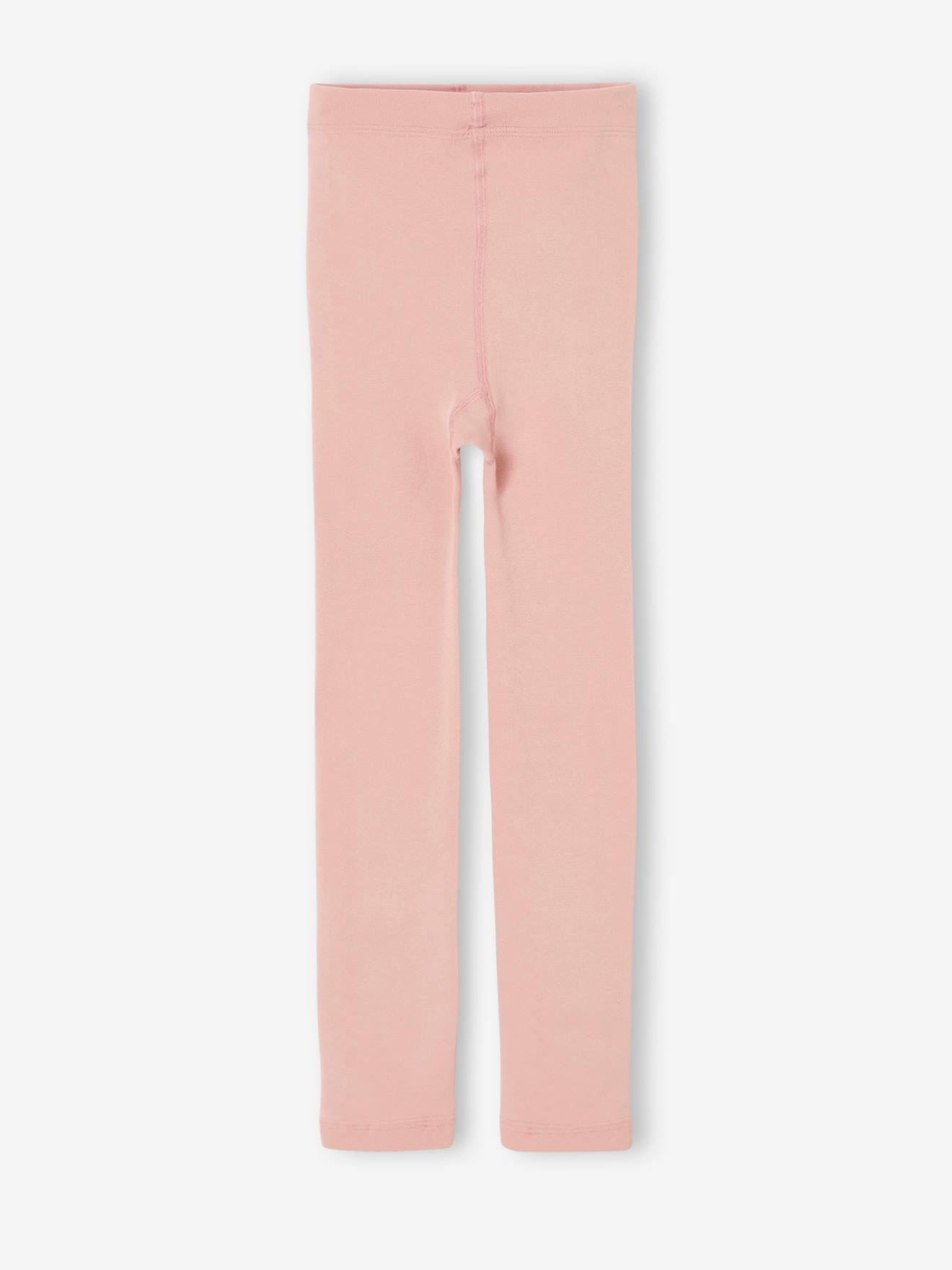 Calça legging de malha polar para meninas, azul médio liso