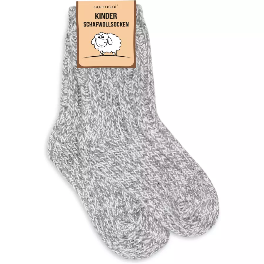 normani 3 Paar Kinder Norwegersocken mit Schafwolle MarineHellgrauDunkelgrau