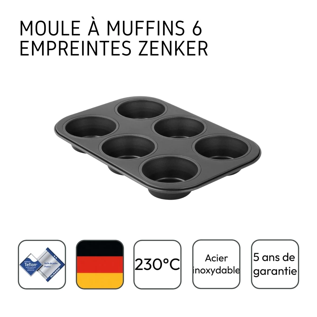 Moule à muffins 6 empreintes Black Metallic Zenker