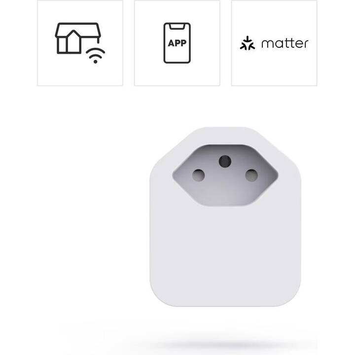 Smart Plug WLAN-Steckdose Schweiz 3-polig CH mit Energiemessung / Sprach   App Steuerung Smart Home für iOS / Android (00176681) - Weiss