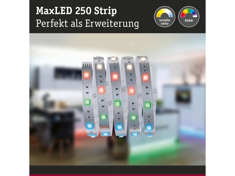 Paulmann LED-Stripe MaxLED 250 RGBW, 1 m Verlängerung Unbeschichteter LED-Streifen mit variabler Lichtfarbe, kürzbar