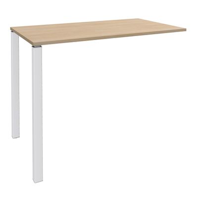 Table Lounge 2 Pieds - L140xH105xP80 cm - Pieds blanc - plateau imitation chêne clair