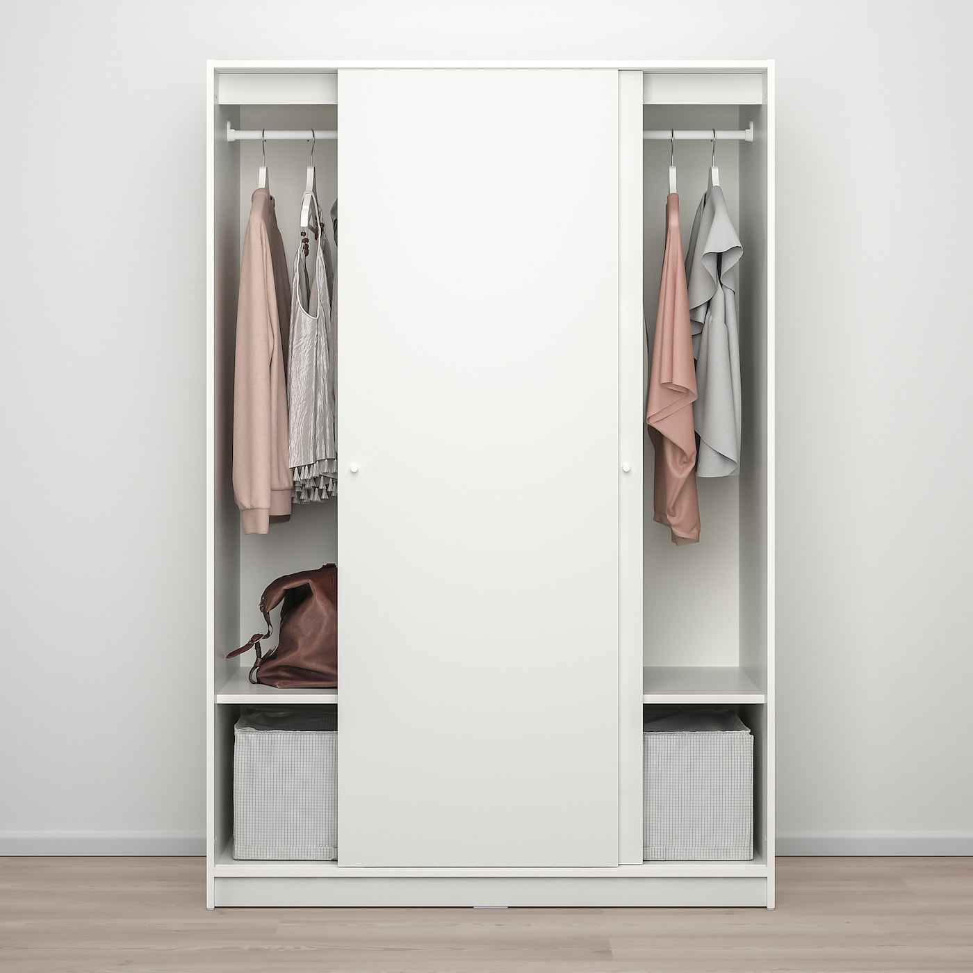 KLEPPSTAD Armoire à portes coulissantes, blanc, 117×176 cm
