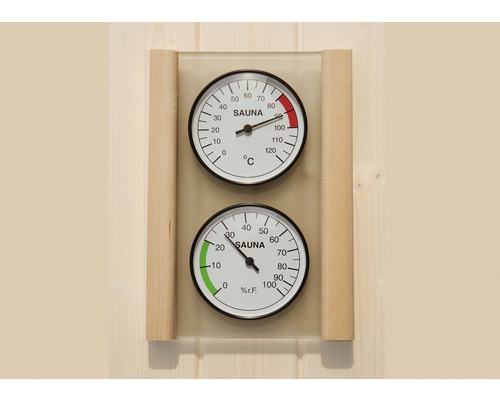 Weka saunahygro- en thermometerset met glasplaat en houten frame
