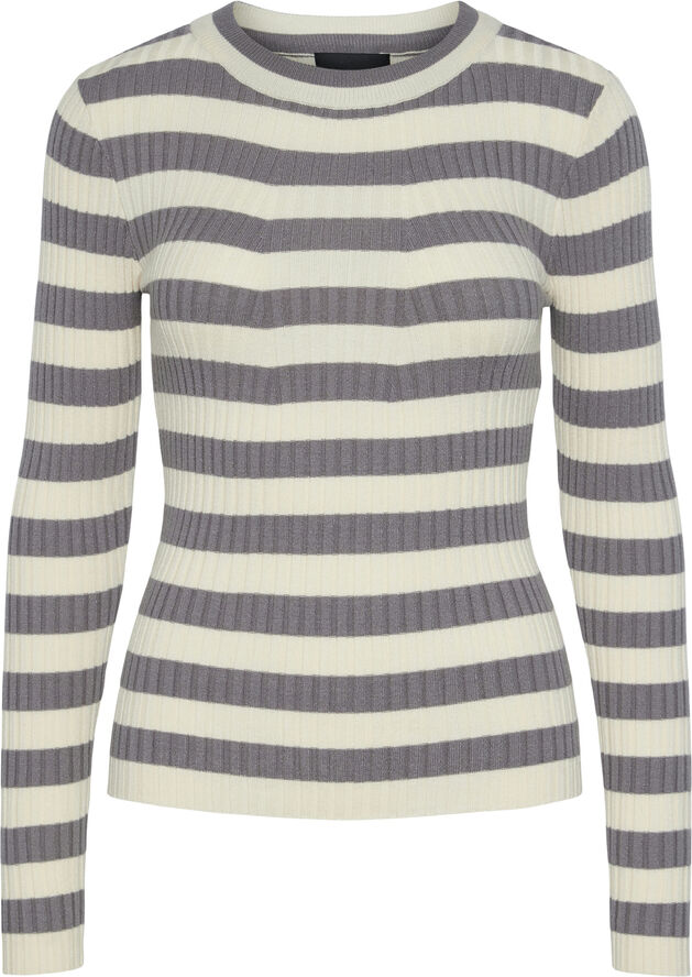 Pieces PCCRISTA LS O-NECK KNIT NOOS BC December sky/wide birch stripes