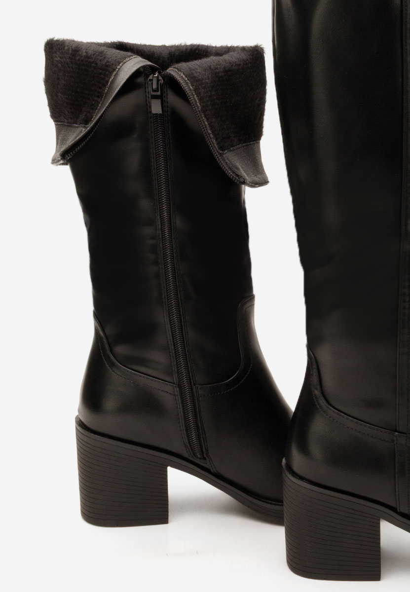 Bottes à talon carré noirs Yoana