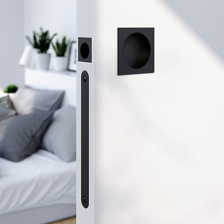 Galandage carré à visser GoodHome Irvil mat noir Ø55.5mm