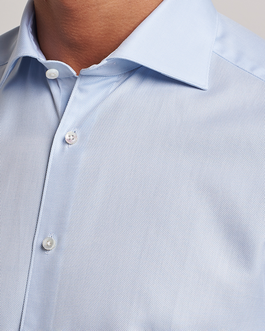 Stenströms 1899 Slim Cotton Royal Oxford Shirt Light Blue