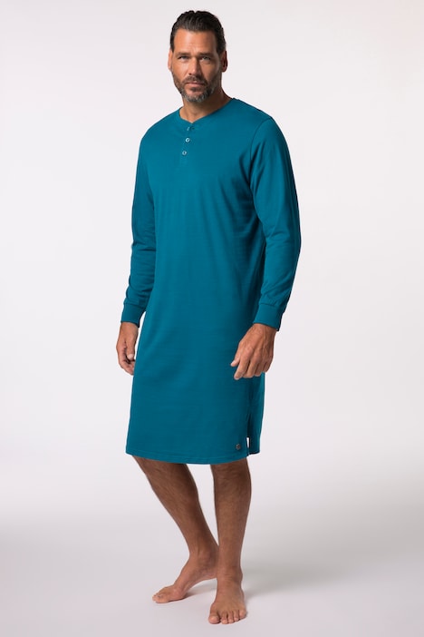 Nachthemd, Langarm, Henley, bis 8 XL
