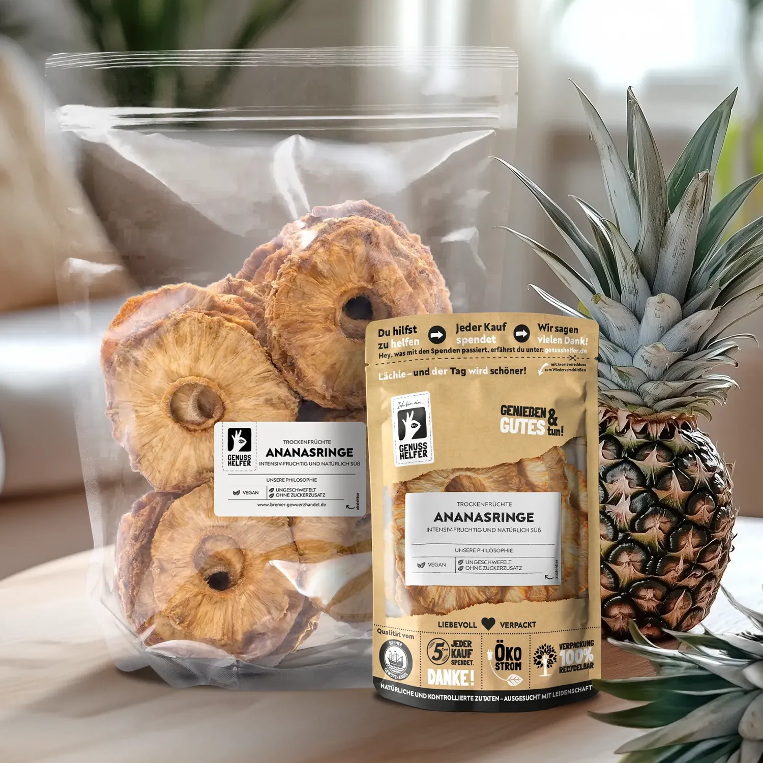 Ananasringe, getrocknet, Großpackung