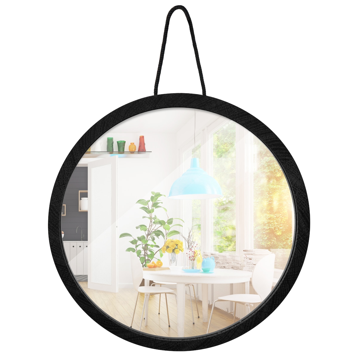 Home>it® speil med treramme Ø20,5 cm eik svart