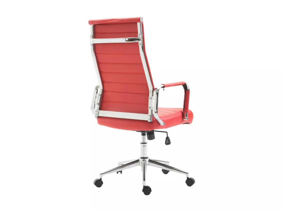 Chaise de bureau - Similicuir & Noyer - Rouge - Kolumbus
