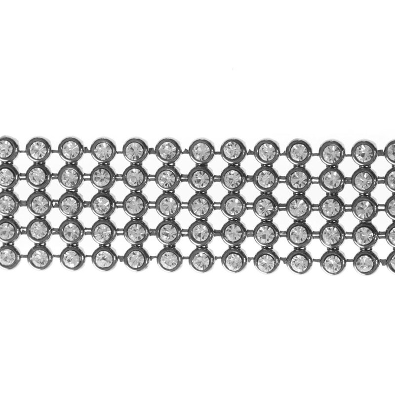 Bracelet Manchette Argent Cote De Moyenne Maille Noire