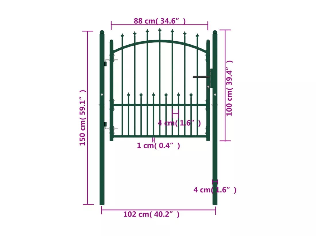 Portail de cl?ture avec pointes Acier 100x100 cm Vert