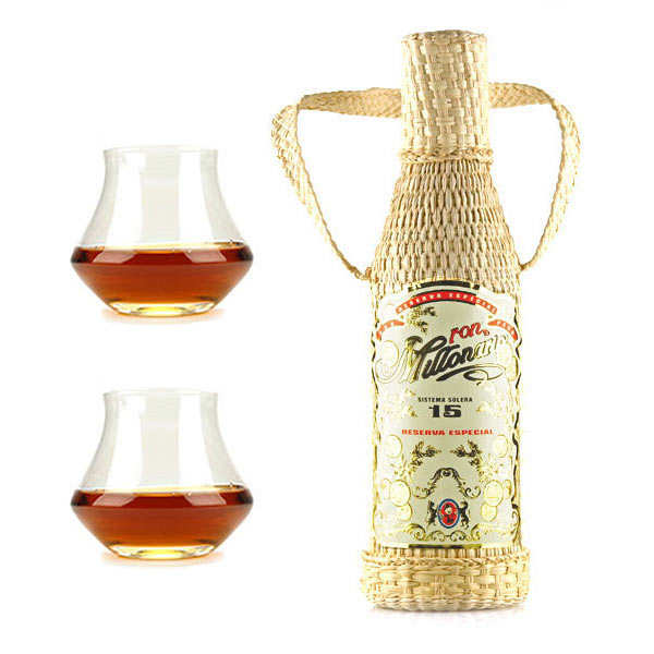 Assortiment rhum Millonario Sistema Solera 15 40% et 2 verres de dégustation