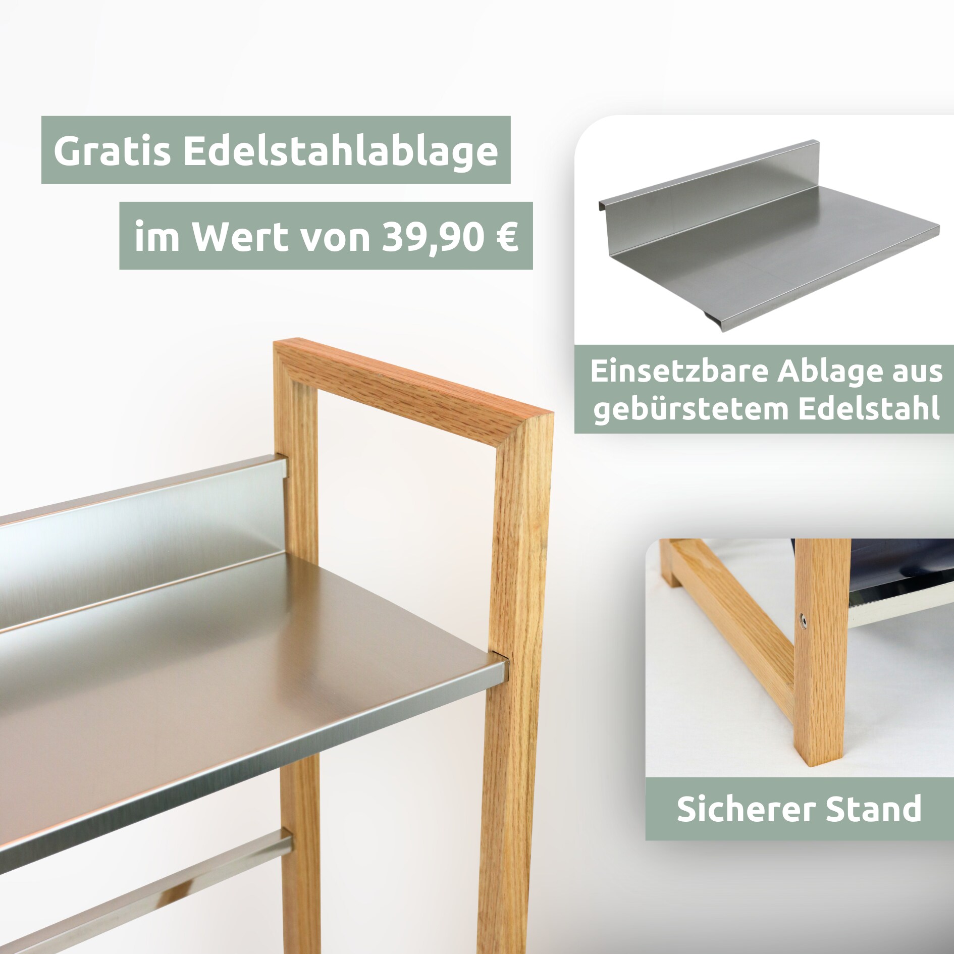 holz4home® Getränkekistenregal aus Holz inkl. Ablage I Silber | 2 Kisten