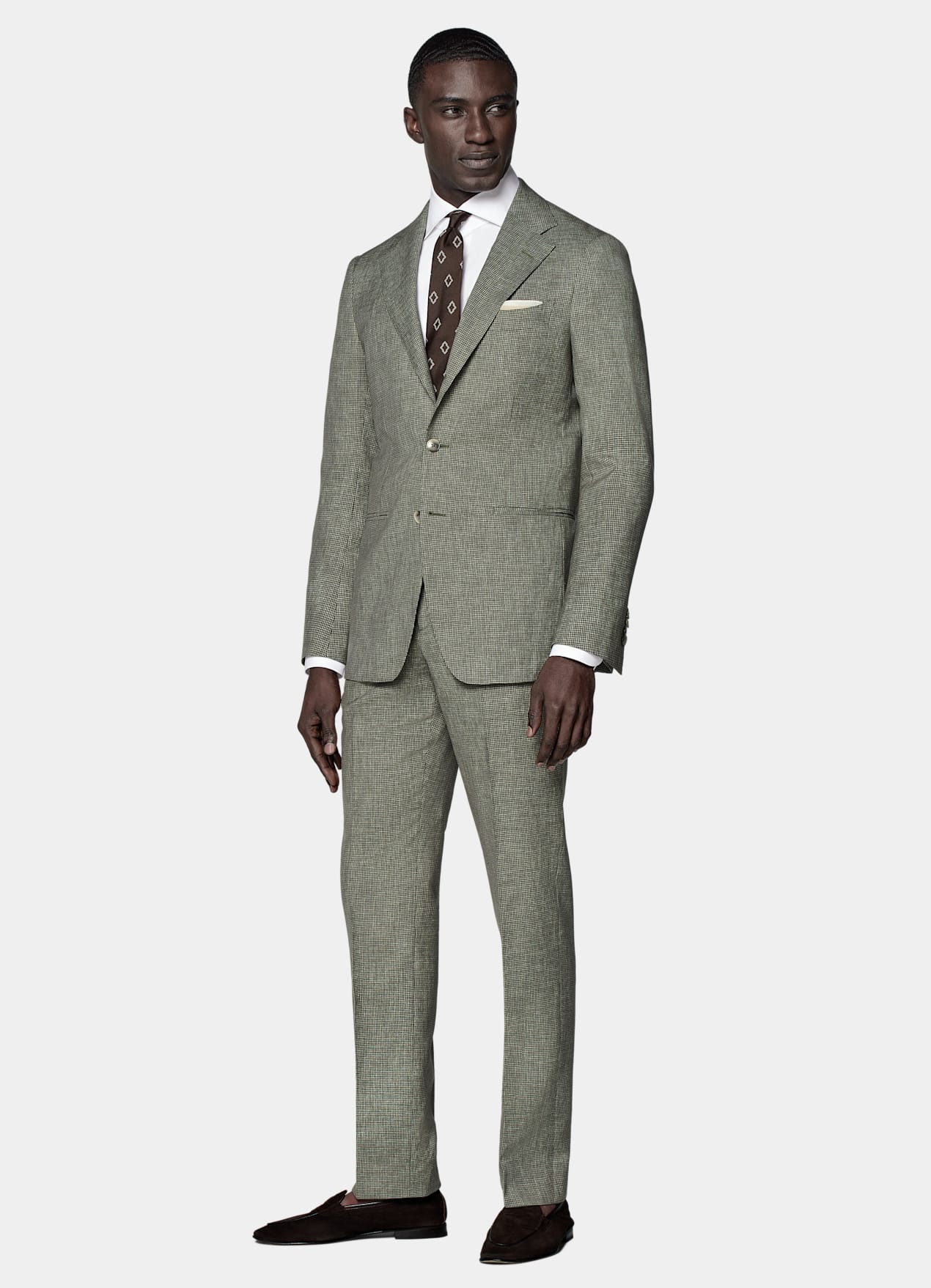 Costume Perennial Havana coupe Tailored vert moyen pied-de-poule